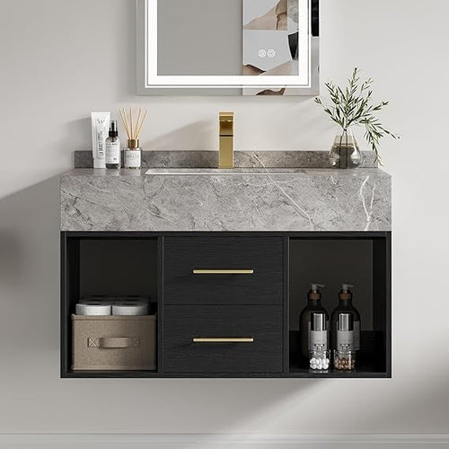 Floating Bathroom Vanity with Sintered Stone Countertop & Undermount Sink