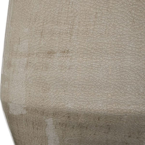 Ceramic Table Lamp – Crackled Taupe-Gray & Brass