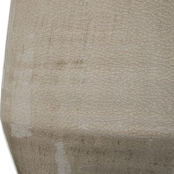 Ceramic Table Lamp – Crackled Taupe-Gray & Brass