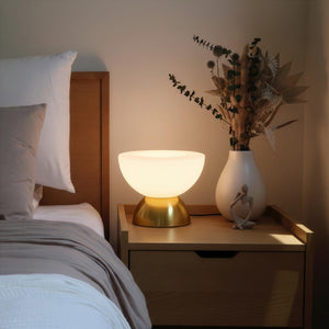 Lamina LED Table Lamp - Dimmable Mini Desk Lamp with Glass Shade, Gold