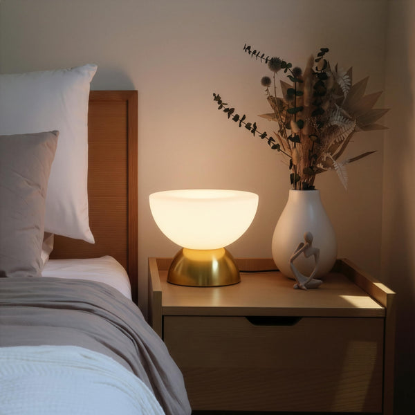 Lamina LED Table Lamp - Dimmable Mini Desk Lamp with Glass Shade, Gold