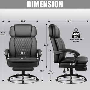 400lbs Executive Office Chair with Footrest & Adjustable Headrest