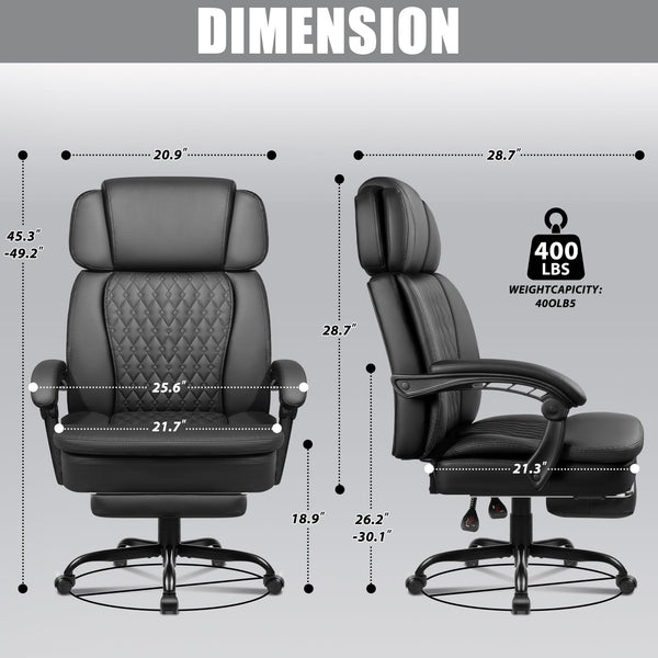 400lbs Executive Office Chair with Footrest & Adjustable Headrest