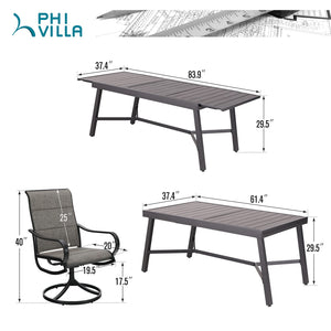 9-Piece Outdoor Patio Dining Set with Swivel Chairs and Extendable Table
