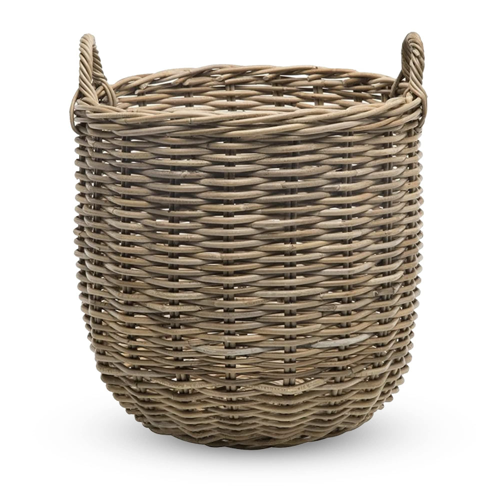 Round Rattan Storage Basket with Handles