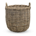 Round Rattan Storage Basket with Handles