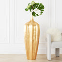 Fluted Floor Vase with Metallic Finish — Fiberglass, 48.75" Tall