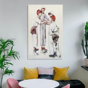 Norman Rockwell Four Sporting Boys Framed Canvas Print 20x30