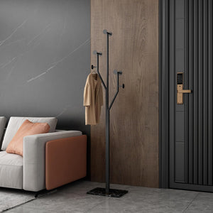 Tree-Shaped Metal Coat Rack with Marble Base – 8 Hooks, 68.9" Tall