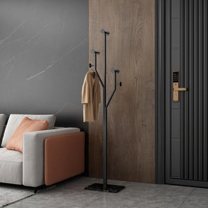 Tree-Shaped Coat Rack with Marble Base – 8 Hooks, 68.9" Tall