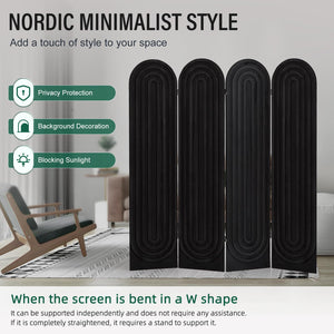 4-Panel Arched Wood Room Divider