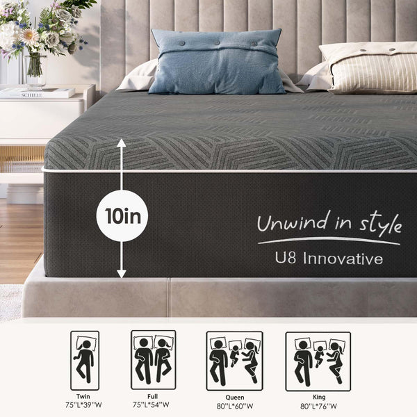 Gel Memory Foam Mattress – Multiple Sizes & Thickness Options