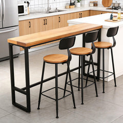 Industrial Solid Wood Bar Table with Metal Frame
