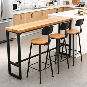 Industrial Solid Wood Bar Table with Metal Frame