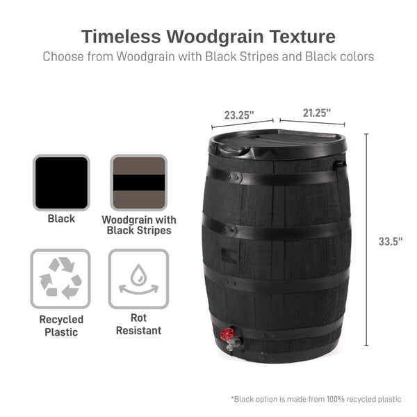 55-Gallon Flat Back Eco Rain Barrel with Removable Lid