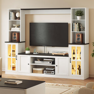 74'' Wall Unit Entertainment Center with LED & Power Outlets