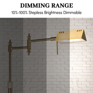 Dimmable Pharmacy Floor Lamp with Remote & Swing Arm