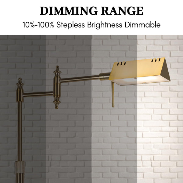 Dimmable Pharmacy Floor Lamp with Remote & Swing Arm