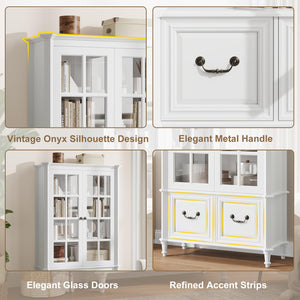 63" Tall Bookshelf with Glass Doors & Drawers