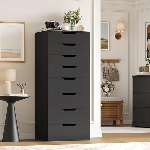 Tall 8-Drawer Dresser with Groove Handles