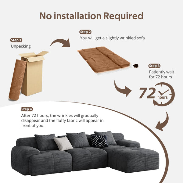 L-Shaped Modular Sectional Sofa with Ottoman