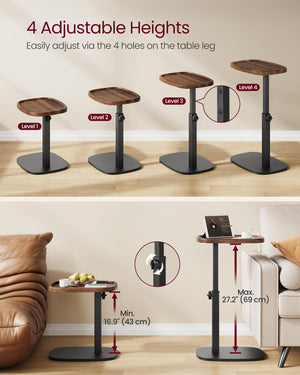 C-Shape Side Table with Adjustable Height
