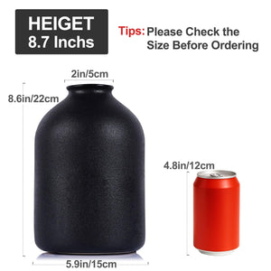 Black Ceramic Vase – Matte Finish, 8.6" Tall