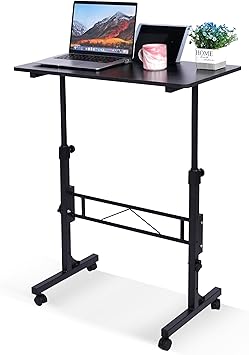 Adjustable Height Mobile Standing Desk with Wheels – 16"x31.5", 27"–43.5" Height Range