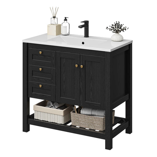 36" Bathroom Vanity with Sink and Cabinet
