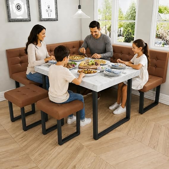 Corner Dining Table Set with Storage Bench