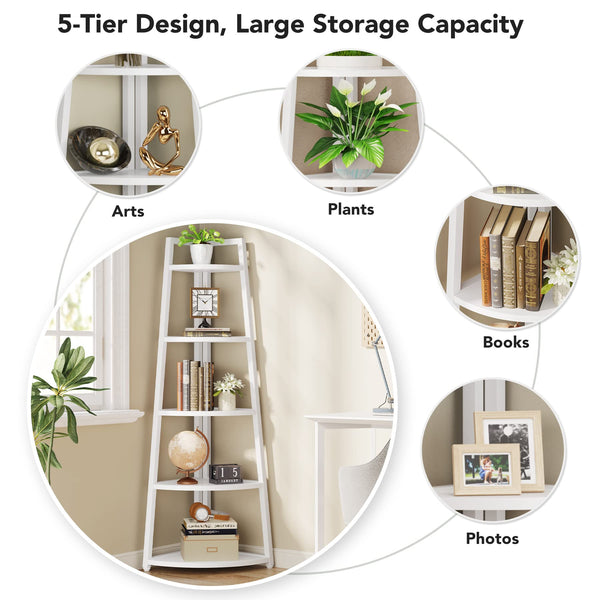 5-Tier Corner Shelf with Metal Frame