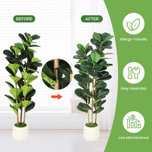 Faux Fiddle Leaf Fig Tree with White Pot