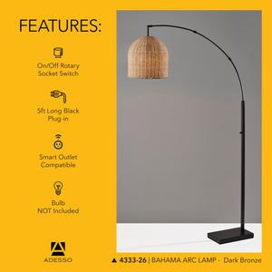 Arc Floor Lamp with Rattan Shade