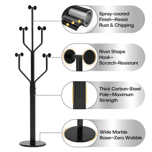 Freestanding Coat Rack with 10 Hooks