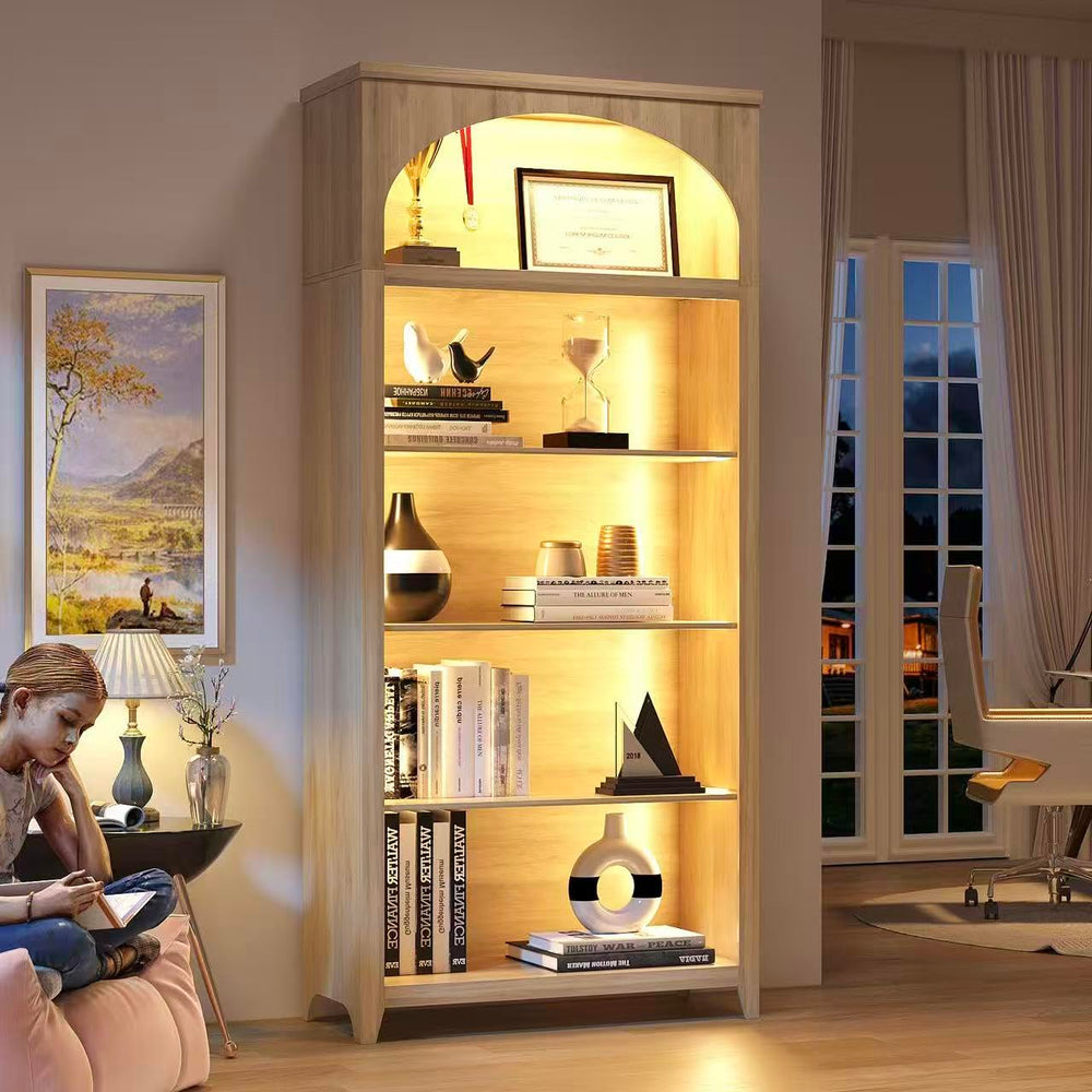 5-Tier Arched Bookshelf with LED Lights
