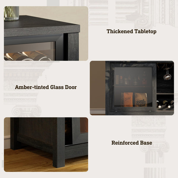 Extra Large Coffee Bar Cabinet with Fridge Space & Power Outlets