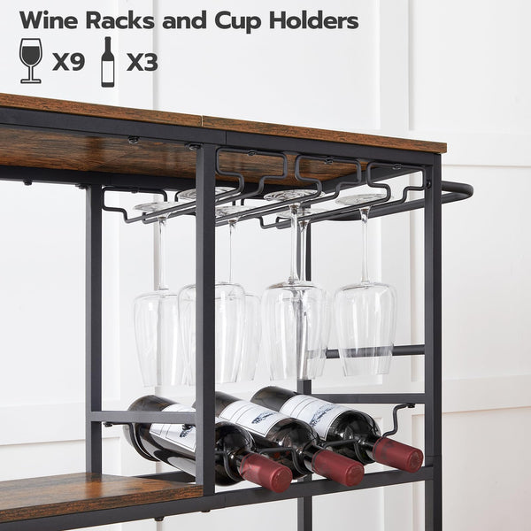 3-Tier Bar Cart with Wine Rack & Glass Holder