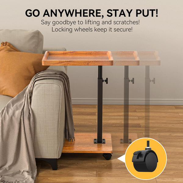 C-Shaped Adjustable End Table with Swivel