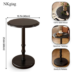 Solid Wood Round Pedestal Side Table