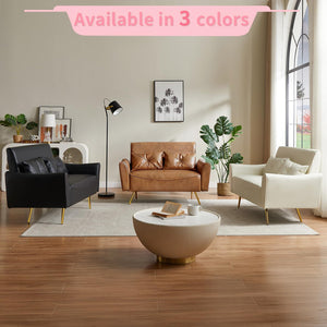 48" Faux Leather Loveseat Sofa – Mid-Century Modern 2-Seater
