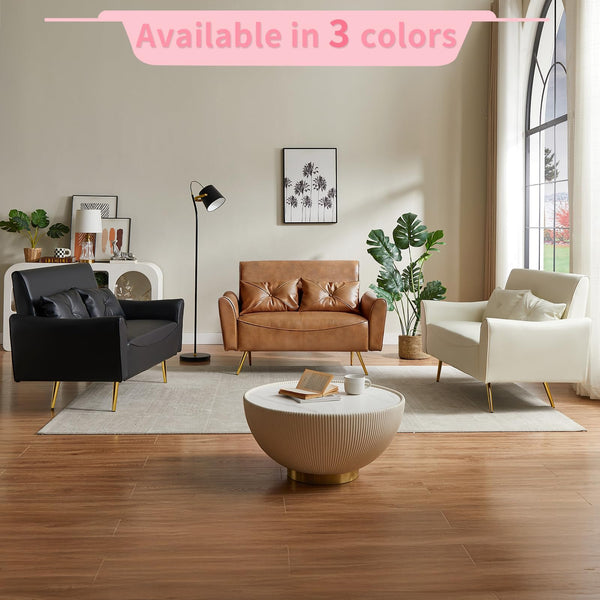 48" Faux Leather Loveseat Sofa – Mid-Century Modern 2-Seater