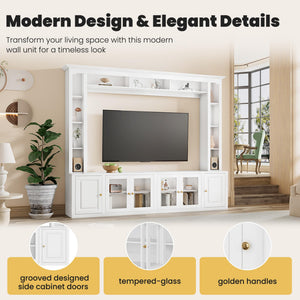 92" Entertainment Center with Bookshelves & Tempered Glass Doors