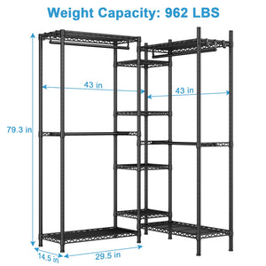 6-Tier Heavy-Duty Freestanding Closet Organizer with Shelves & Hangers