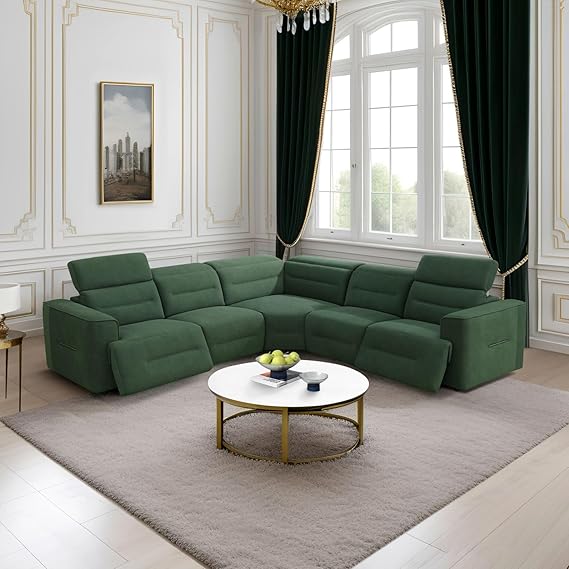 L-Shaped Power Recliner Sectional Sofa with Storage Console & USB Ports