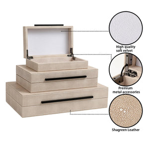 Faux Leather Decorative Boxes with Lids – Set of 3 Nesting Storage Boxes