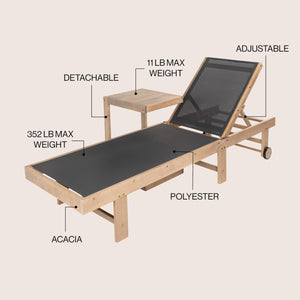 Outdoor Chaise Lounge Set with Side Table