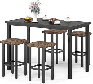 Outdoor Bar Table – Metal Counter Height with Wood Grain Top