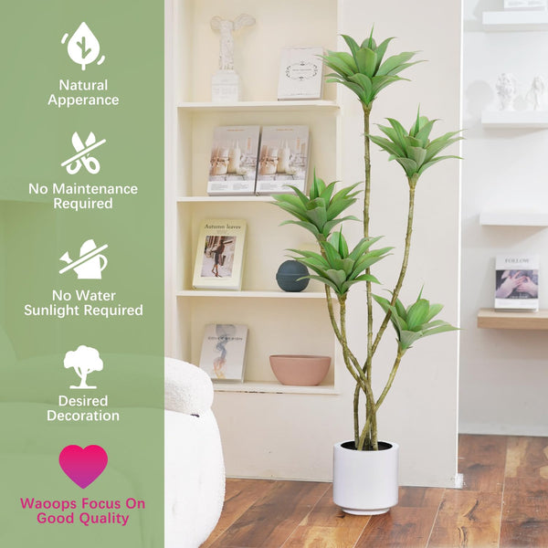 5.1 Ft Artificial Water Lily Tree with 5 Heads, Indoor Outdoor Fake Plant — 2 Pack