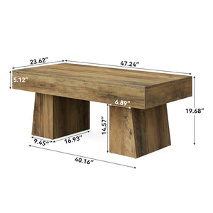 Farmhouse Rectangular Coffee Table – 47 Inch MDF Living Room Center Table