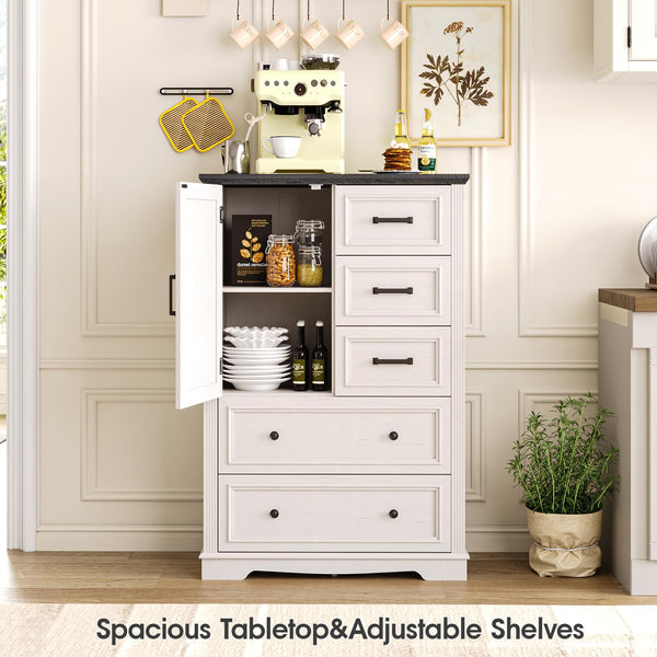 5-Drawer Farmhouse Dresser – Wood Chest of Drawers